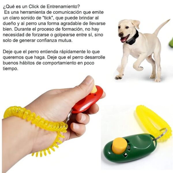 Clicker Adiestramiento Perros Gatos Plástico Correa