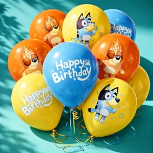 SET 12 GLOBOS LATEX BLUE Y BINGO