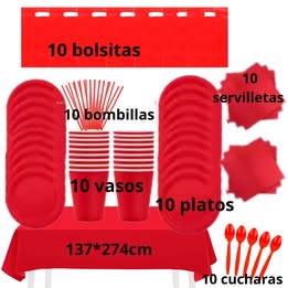 Pack Cotillón Rojo x10 Cumpleaños