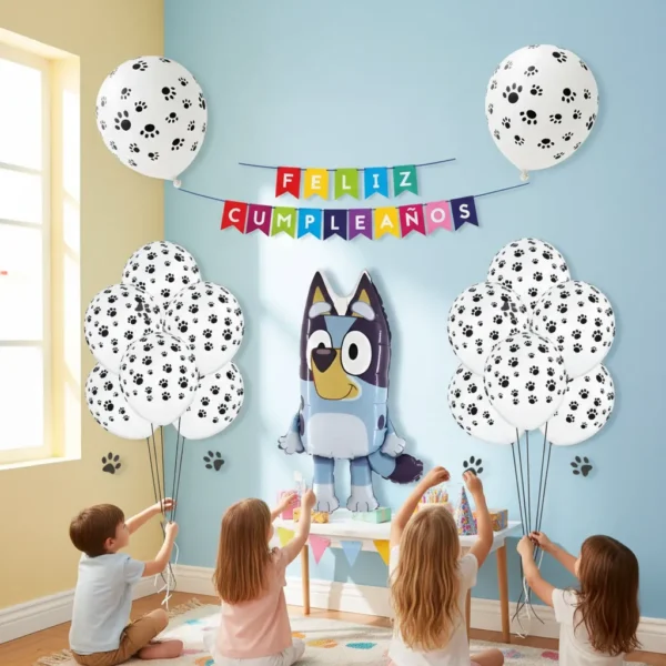 Kit Decoración Fiesta Cumpleaños Globos Bluey Y Bingo