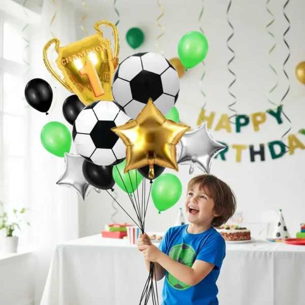 Set De Globos Aluminio Trofeo Futbol