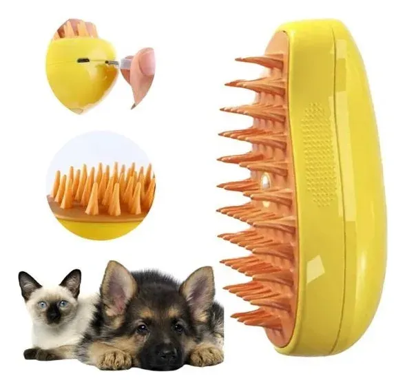 Cepillo De Vapor Eléctrico 3 En 1 Para Masaje, Peinado Mascotas