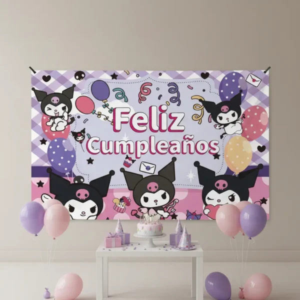 Fondo Telón Decorativo Kuromi Para Cumpleaños