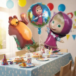 Pack De Globos Metálicos Masha y Oso Fiesta