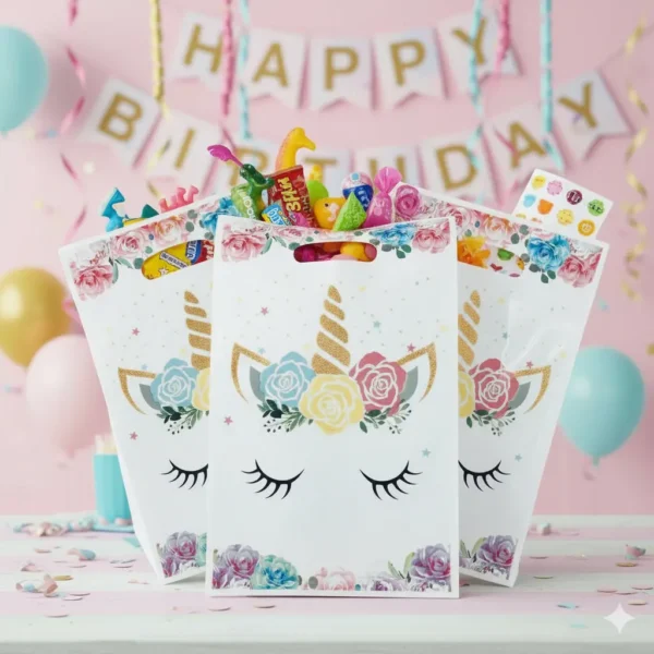 Bolsas Dulceras 10 Pcs Unicornio Cumpleaños