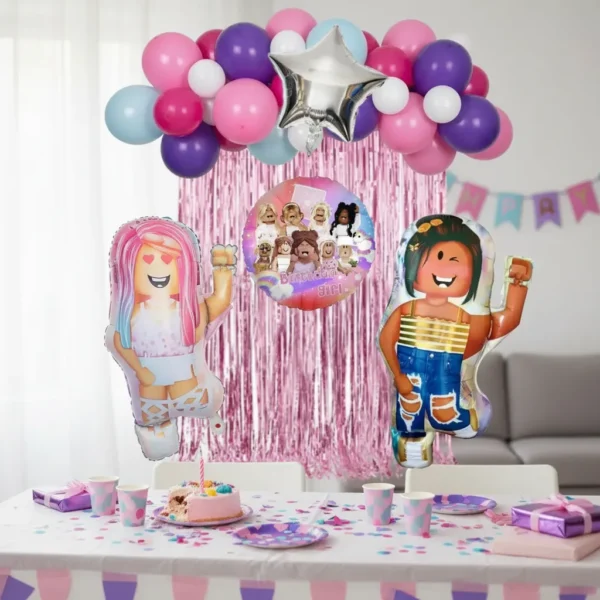 Set de Globos Decorativo Roblox Niña Cumpleaños