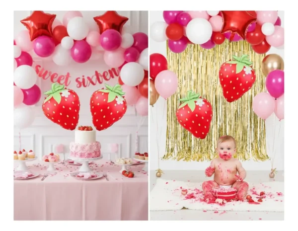 Set De Globos Decorativo Fresas Cumpleaños