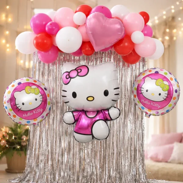 Set Decorativo Globos Hello Kitty Cumpleaños