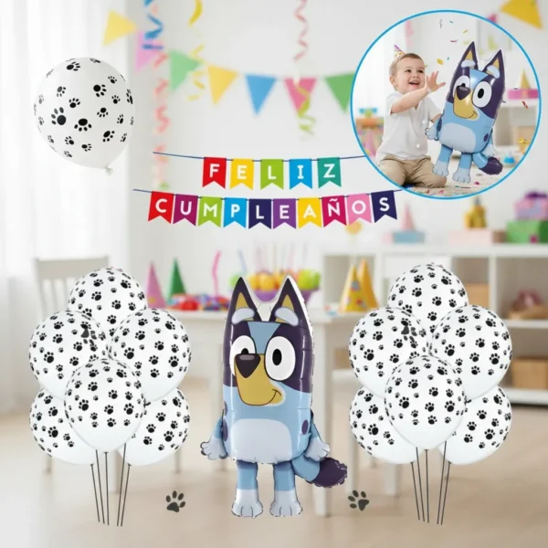 Kit Decoración Fiesta Cumpleaños Globos Bluey Y Bingo