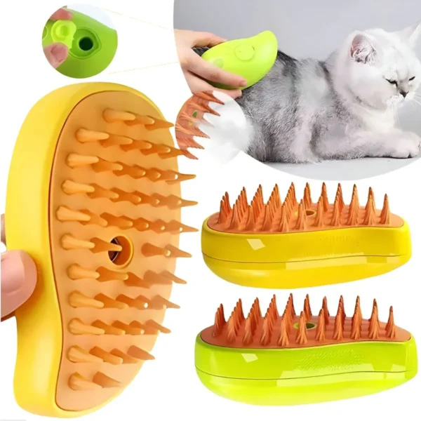 Cepillo De Vapor Eléctrico 3 En 1 Para Masaje, Peinado Mascotas