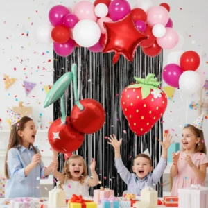 Set De Globos Decorativos Cerezas Y Frutilla Cumpleaños
