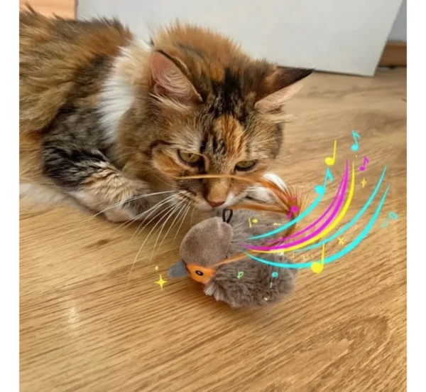 Juguete Interactivo Para Gatos Con Sonido De Pájaro Gorrión