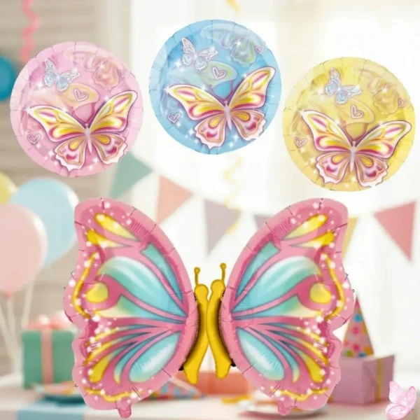 Pack De Globos Metalizado Mariposa