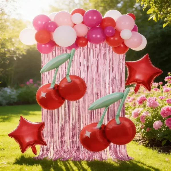 Set De Globos Decorativo Cerezas Cumpleaños