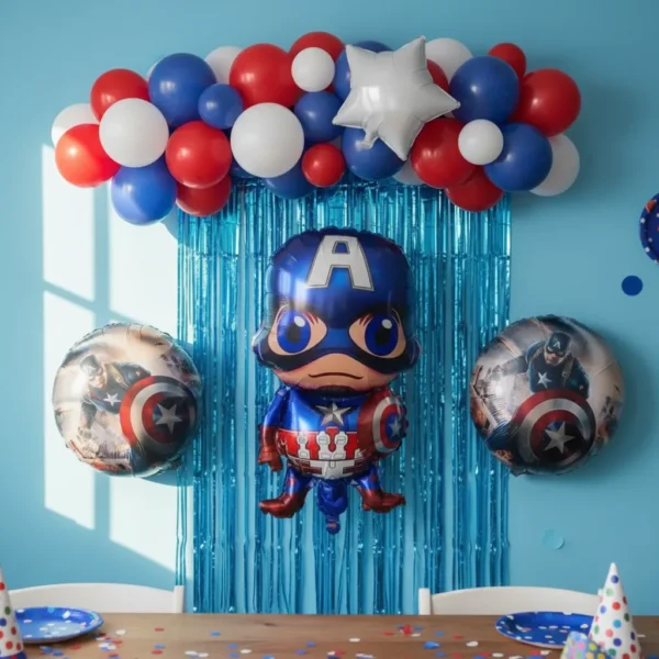 Set De Globos Capitan America Cumpleaños