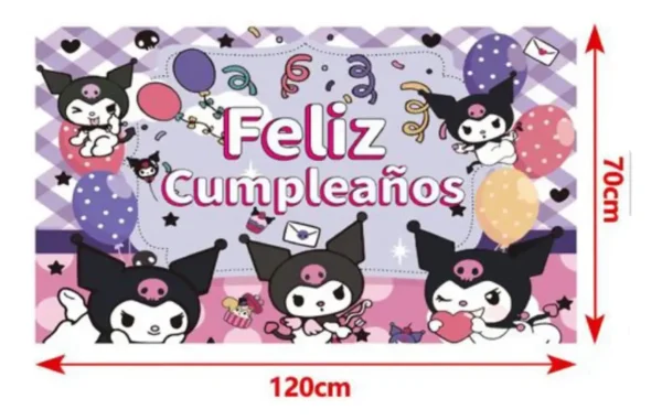 Fondo Telón Decorativo Kuromi Para Cumpleaños