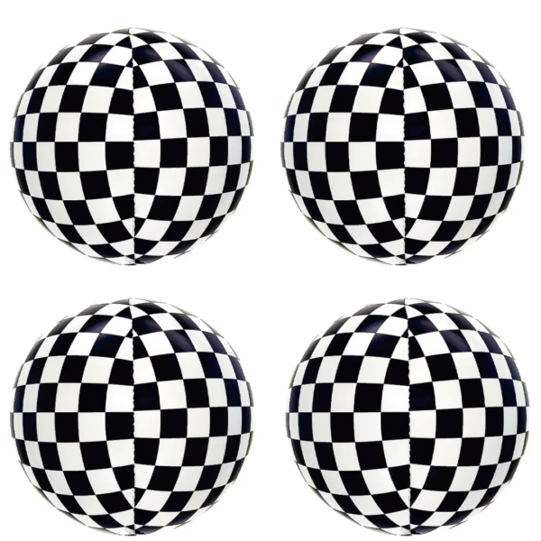 PACK DE GLOBOS CUADROS BLANCO Y NEGRO PARA DECORAR TU FIESTA