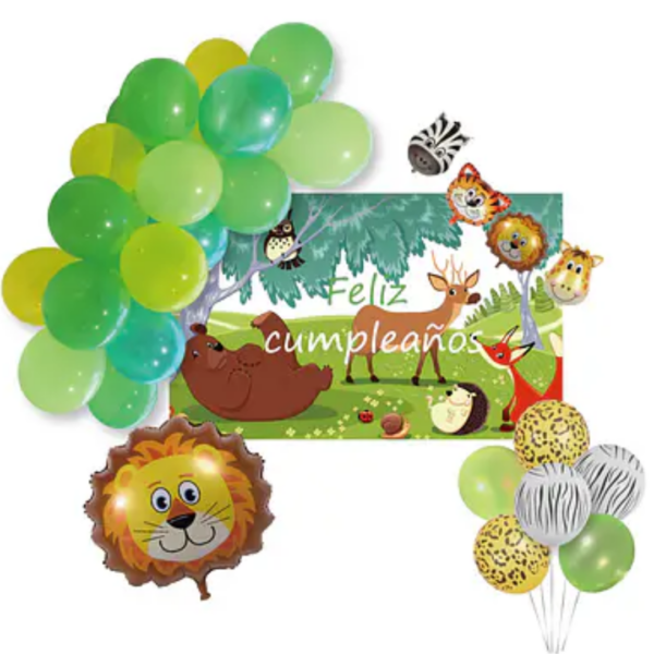 Set de globos látex de animales con fondo Decorativo