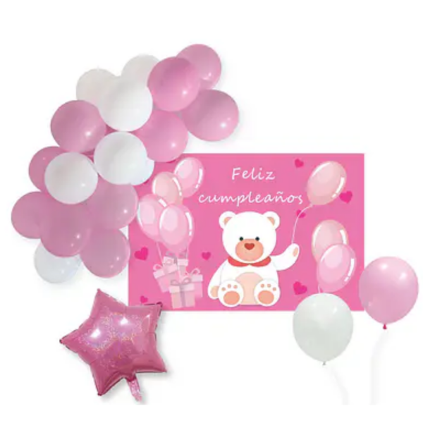 Set de globos láte de oso con fondo Decorativo