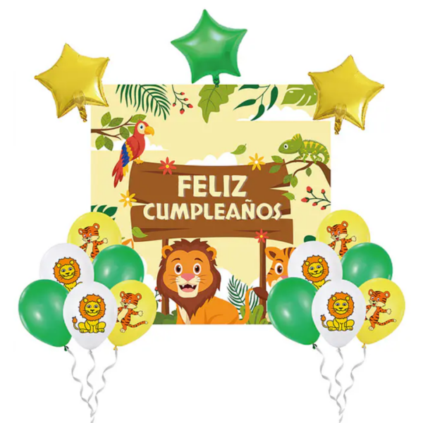 Set de globos látex con fondo de Leon