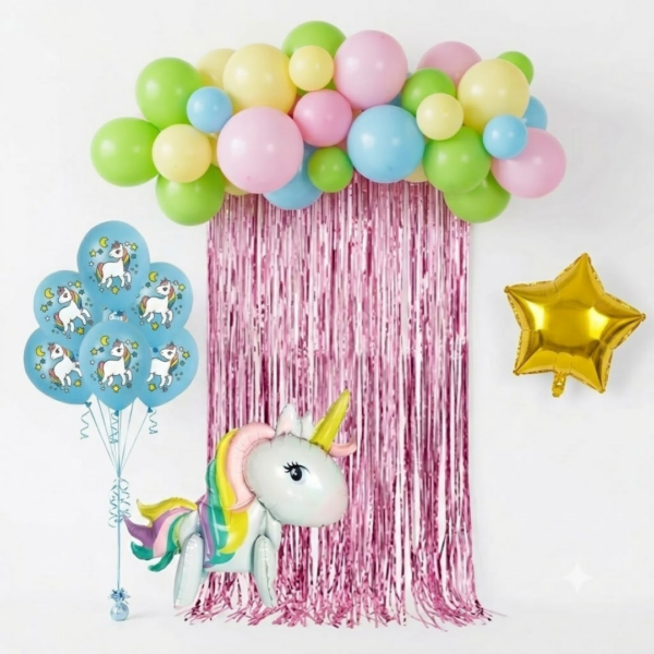 Set de Globos Decorativo Unicornio Cumpleaños