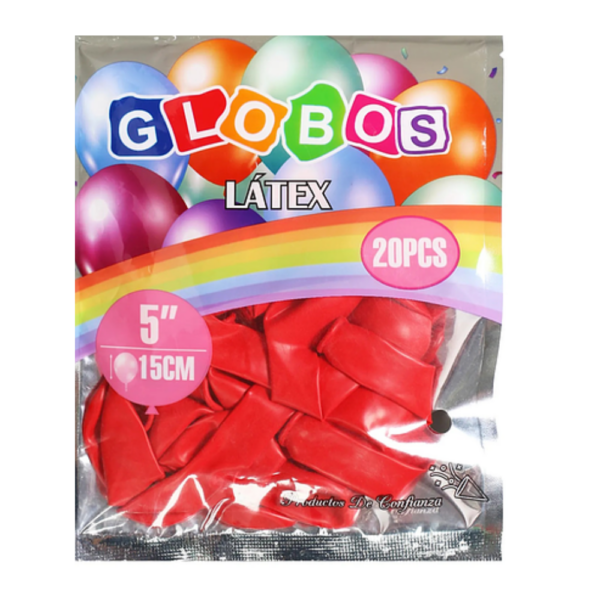 Paquete de Globos de látex rojo mate