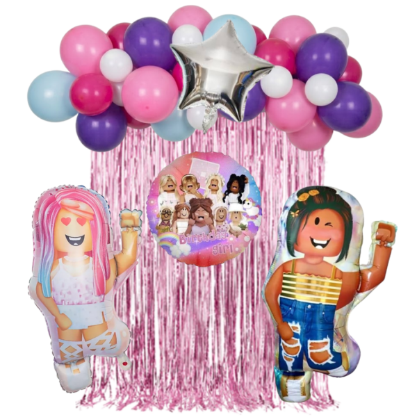 Set de Globos Decorativo Roblox Niña Cumpleaños