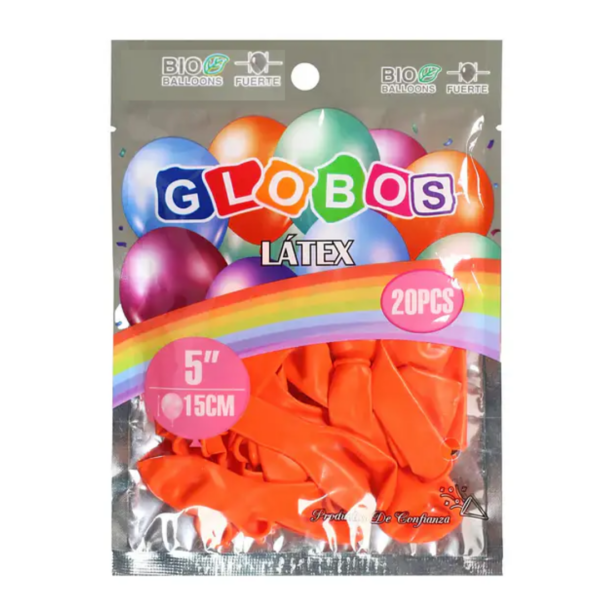 Paquete de Globos de látex naranja mate