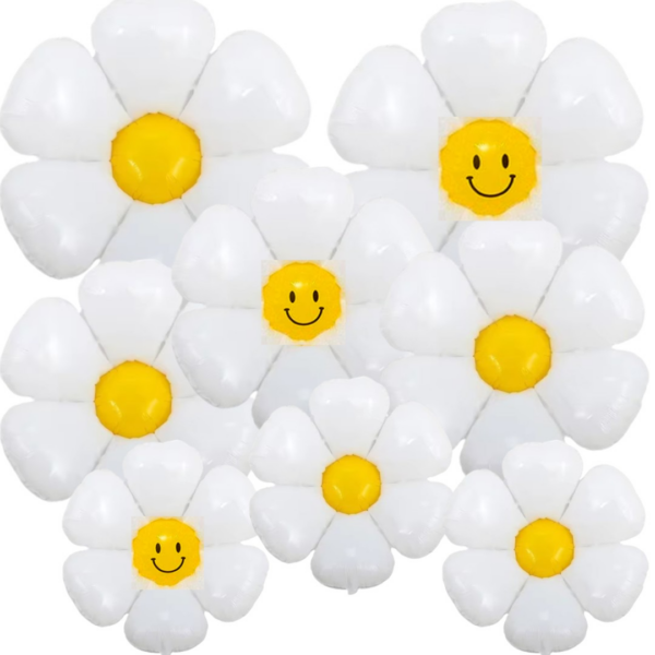 Set Globos Flores Margaritas 8pzas