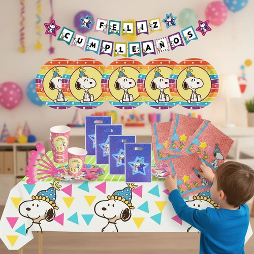 Set Cotillon Decorativo  Snoopy  Para Cumpleaños