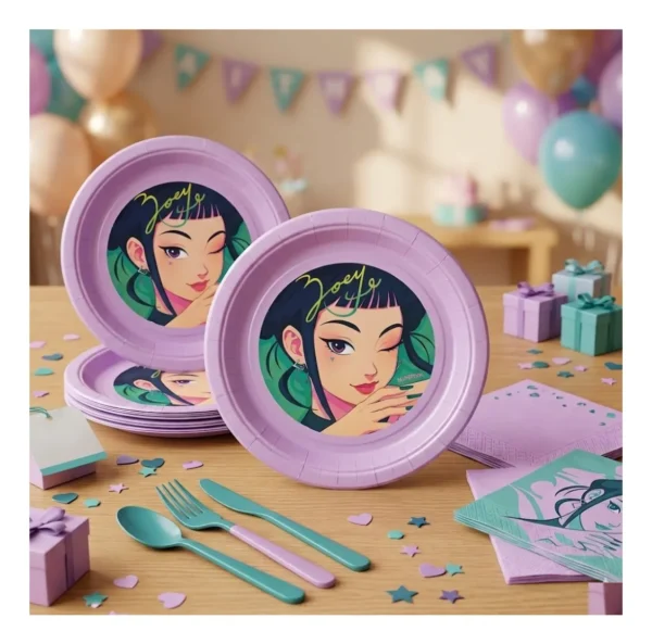 Platos Desechables Gerreras K-pop 18 Cm Para Fiesta