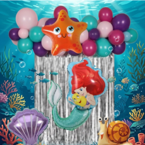 Set De Globos Decorativo De Sirenita Cumpleaños