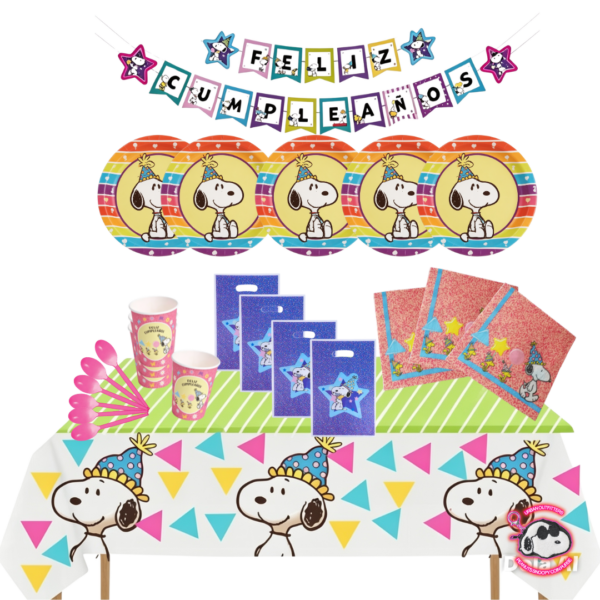 Set Cotillon Decorativo  Snoopy  Para Cumpleaños