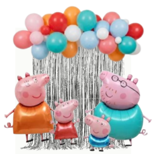 Set Decorativo Globos Familia Peppa Pig Cumpleaños