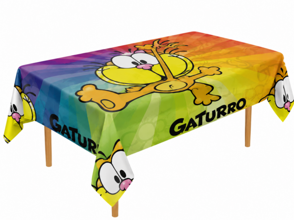 Mantel Diseño Arcoíris de Gaturro Cumpleaños