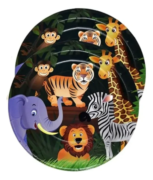 Plato Desechables Animales de la Selva Para Fiesta