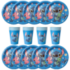 Pack Platos Y Vasos Stitch Para 10 Niños Cumpleaños