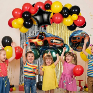 Set Decorativo Globos Con Cortina Blaze Monster Machine