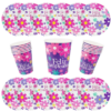 Pack Platos Y Vasos Flores Para 10 Niñas Cumpleaños