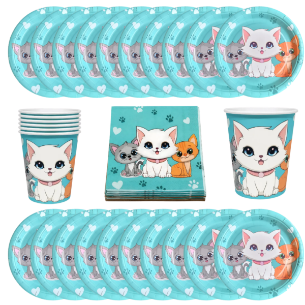 Pack De Cotillón Gatitos Patitas Mascota Cumpleaños
